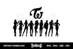 kpop twice silhouette svg cut file