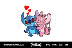 angel and stitch kisses svg