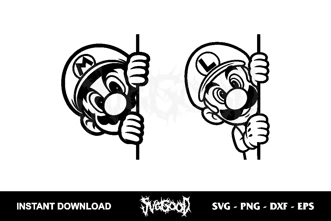 Mario And Luigi Peeking Outline SVG Cricut 1 Mario And Luigi Peeking Outline SVG Cricut