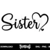 sister heart svg free cut file