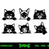 cat peeking silhouette svg bundle