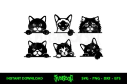Cat Peeking Silhouette SVG Bundle
