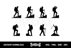 hiking adventure silhouette svg bundle