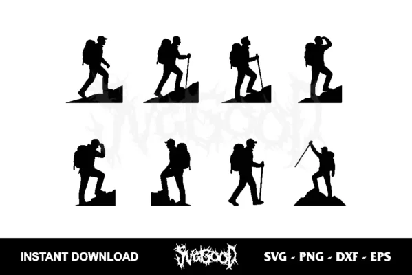 hiking adventure silhouette svg bundle