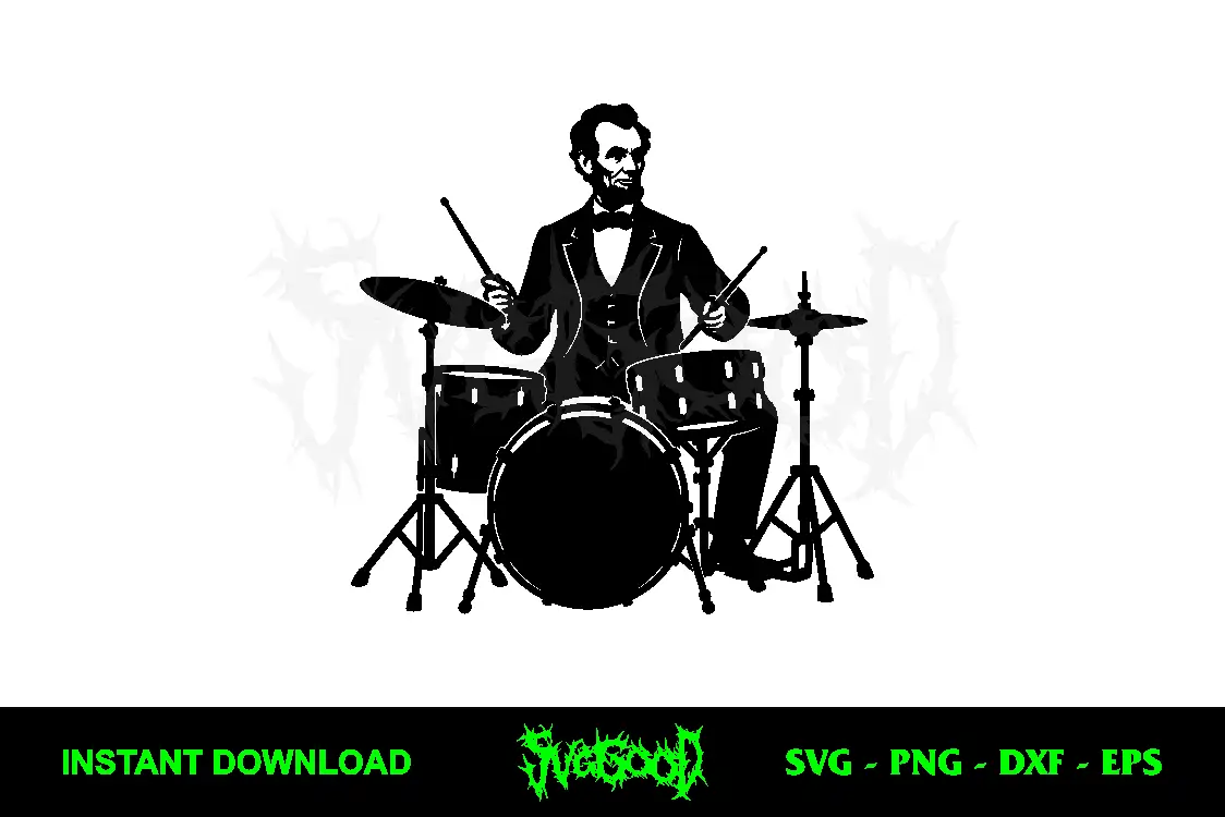 Abraham Lincoln Playing Drums SVG Free 1 Abraham Lincoln Playing drums SVG Free