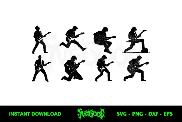Guitarist Silhouette svg bundle free
