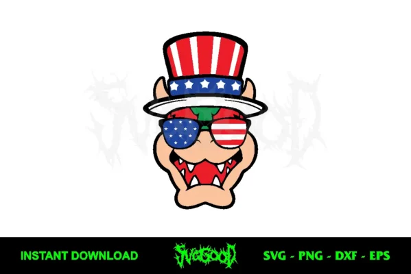 mario bowser 4th of july svg
