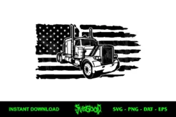 semi truck american flag svg cricut