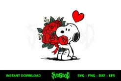 snoopy with rose svg clipart