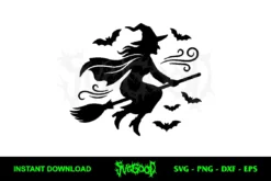 Flying Witch Silhouette SVG Free