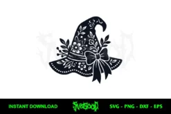 floral witch hat svg free