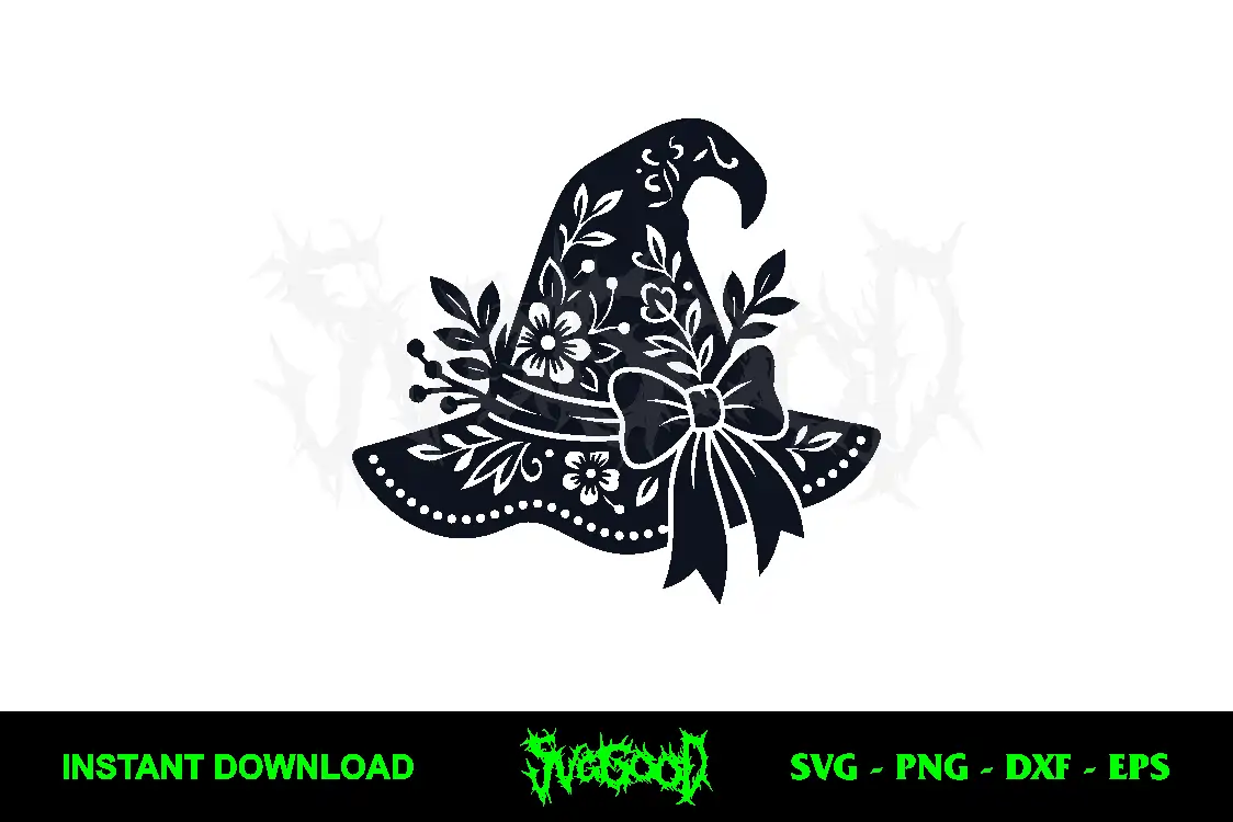 Floral Witch Hat SVG Free 1 floral witch hat svg free